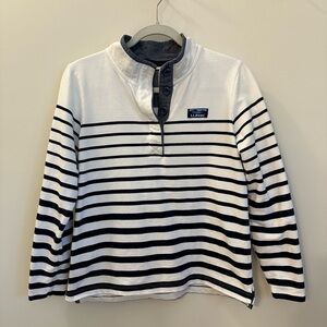L.L. Bean Cotton Rugby Striped Pullover Navy White size Small